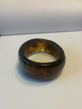 Tortoiseshell Resin Wide Bangle Bracelet